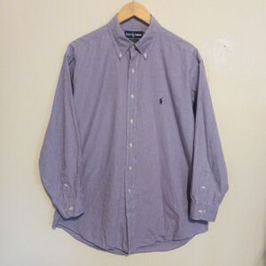 Ralph Lauren Yarmouth Button Down Dress Shirt-Size 32/33-Purple Gingham-Relaxed